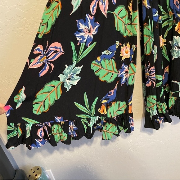 Zara Wide Leg Frill Trousers Tropical Floral Printed Pants Size XS - Picture 5 of 5